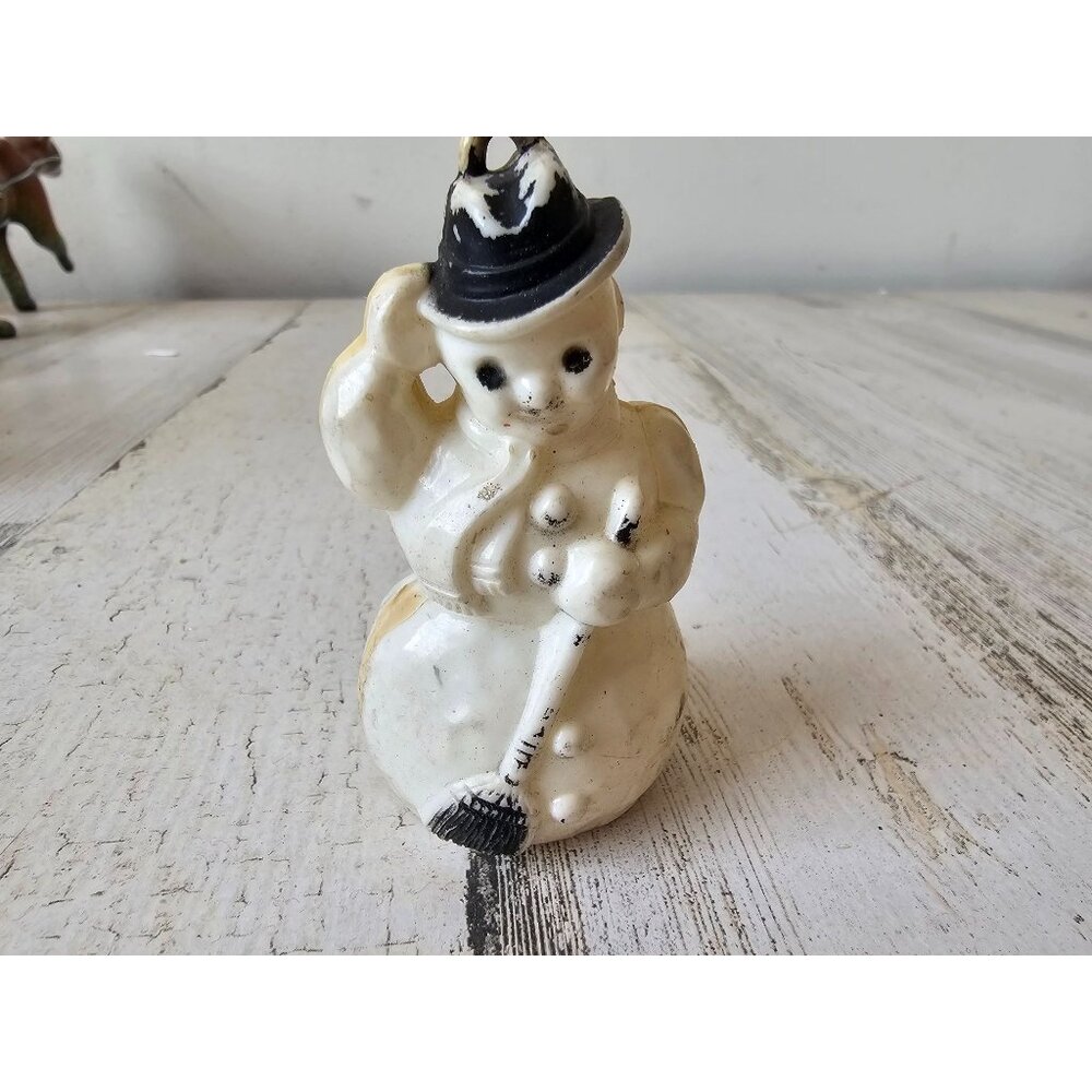 Vintage mcm plastic antique snowman decor ornament‎ Xmas tree